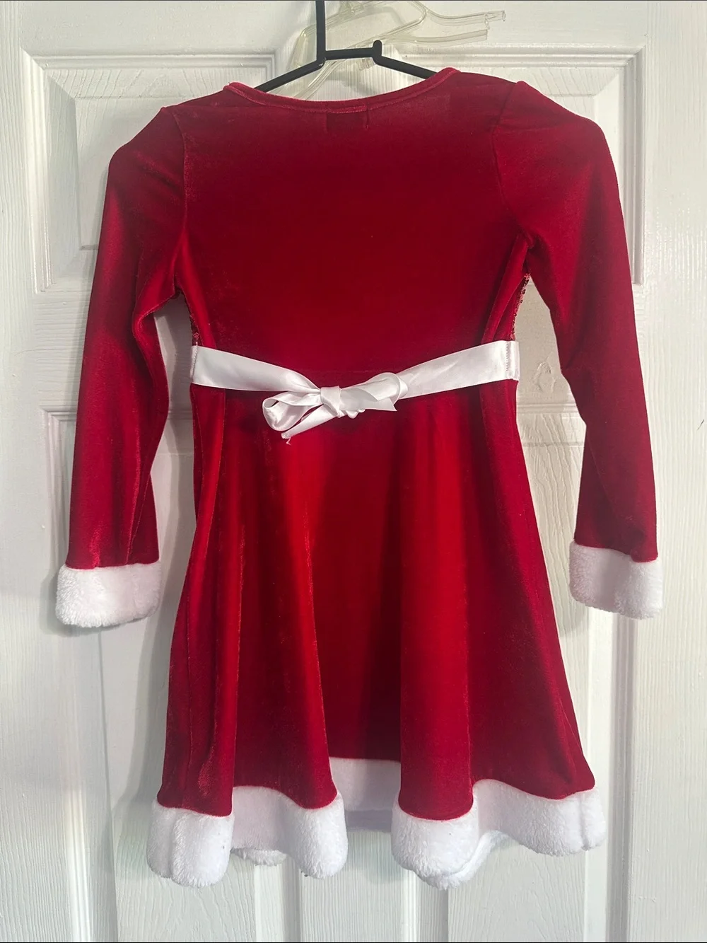 Red Velvet Holiday Dress with faux fur. Size 7